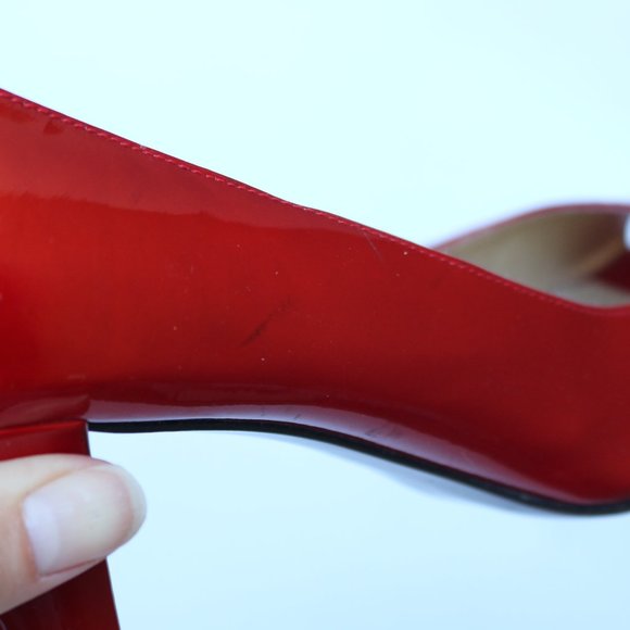 Vintage 80s Red Patent Leather Peep Toe Pumps EUC Size 7 - Picture 9 of 11